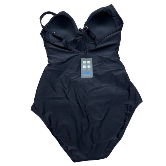 Next Black Rouches One Piece Swimsuit Sz 10 - Picture 2 of 11